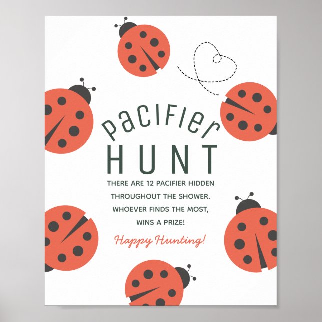 Affiche Chasse à la Tétine Bébé Ladybug Rouge Petite Punai (Devant)