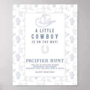Affiche Chasse à la tétine Cowboy Jeu de baby shower