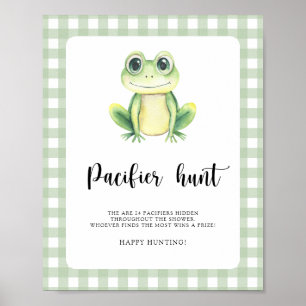Affiche chasse à la tétine jeu de baby shower grenouille