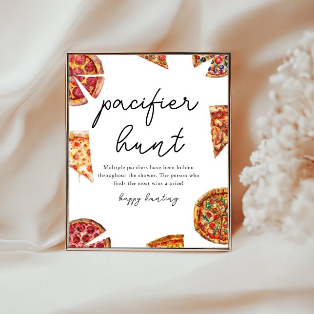 Affiche Chasse à la tétine jeu de baby shower Pizza (Créateur téléchargé)