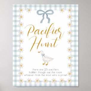 Affiche Chasse à la tétine pour Baby Shower Canard Bleu Gi