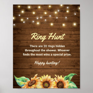 Affiche Chasse à l'anneau Tournesol rustique Mariage Showe