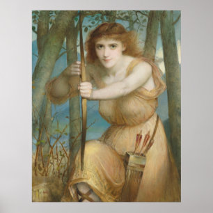 Affiche Chasse à l'archer de Hallé Female dans les bois