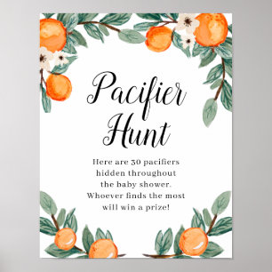 Affiche Chasse à Pacifique Baby shower jumeau Oranges