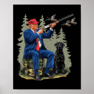 Affiche Chasse amusante Canard Trump Camo Chasse Bonjour