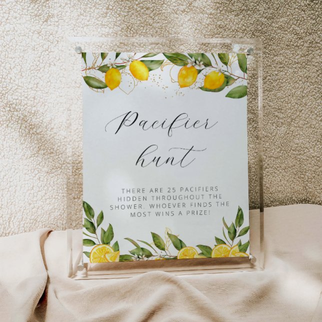 Affiche Chasse au Baby shower de citron d'été brillant (Créateur téléchargé)