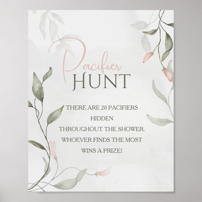 Affiche Chasse au Baby shower floral de printemps (Devant)