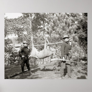Affiche Chasse au cerf, 1902. Photo ancienne