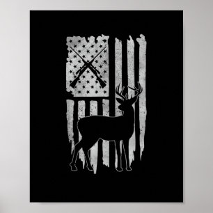Affiche Chasse au cerf avec drapeau américain Hommes Wo pa