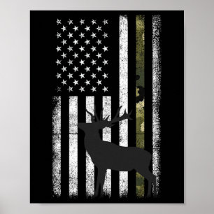 Affiche Chasse au cerf blanc Chasseur Elk Buck Camo Amériq