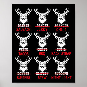Affiche Chasse au cerf de Noël amusant Père Noël Hommes Fe