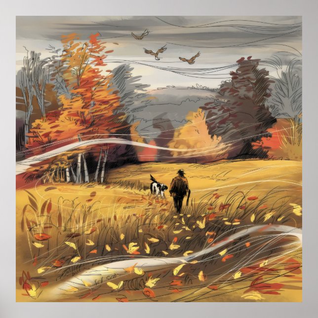 Affiche Chasse au faisan rural Chasse à l'automne Nature (Devant)