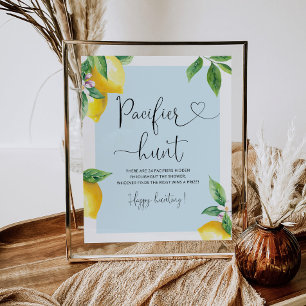 Affiche Chasse au Pacifique citron bleu jeu de baby shower