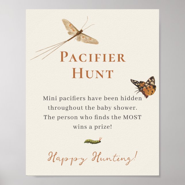 Affiche Chasse au Pacifique de Baby shower d'insectes vint (Devant)