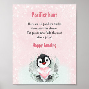 Affiche Chasse au Pacifique de manguin rose de Baby shower