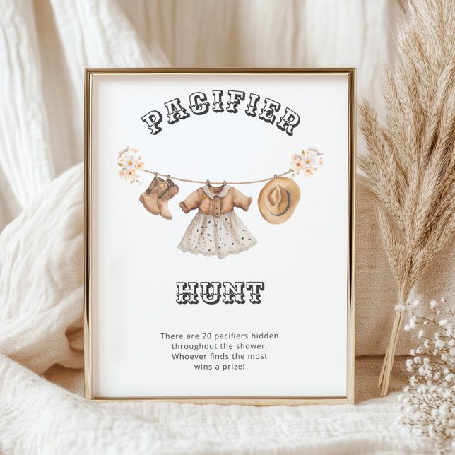 Affiche Chasse au Pacifique du Baby shower de cowgirl occi (Créateur téléchargé)