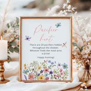Affiche Chasse au Pacifique fleur sauvage de Baby shower p