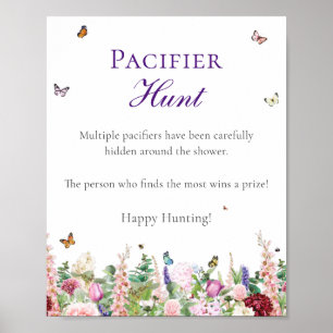 Affiche Chasse au Pacifique   Flores et papillons violets 