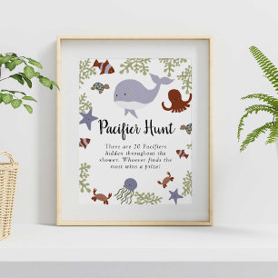 Affiche Chasse au Pacifique sous le Baby shower de mer Jeu