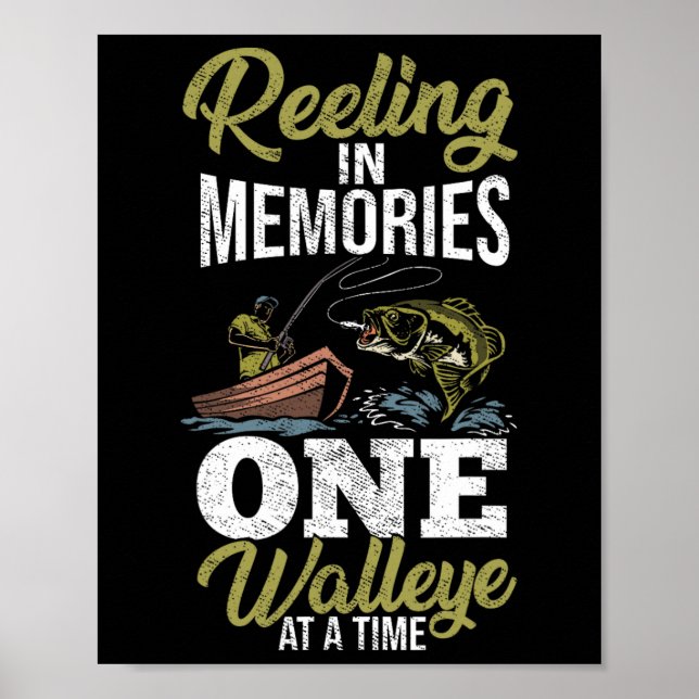 Affiche Chasse au poisson Sauger Angler Walleye Pêcheur Wa (Devant)