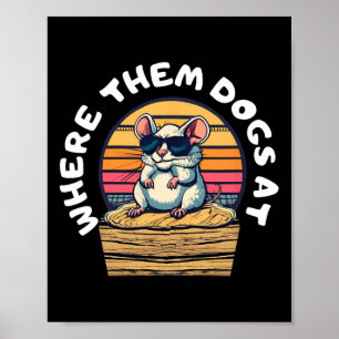 Affiche Chasse Au Rat Drôle - Joli Rat Dans Les Sungles À 