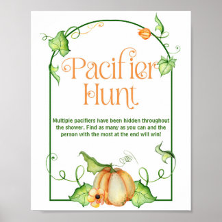 Affiche Chasse au Tétine de Fête de Bébé Little Pumpkin