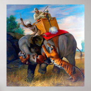 Affiche Chasse au tigre Briton Rivière 1920