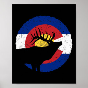Affiche Chasse au wapiti au Colorado T Shirt Co State Flag