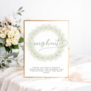 Affiche Chasse aux anneaux de douche de mariage aux fleurs