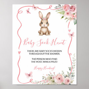 Affiche Chasse aux chaussettes bébé fille Baby Shower Lapi