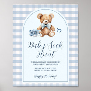 Affiche Chasse aux chaussettes bébé ours chaussures en vic