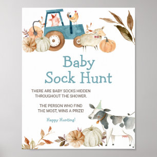 Affiche Chasse aux chaussettes de bébé animaux de la ferme