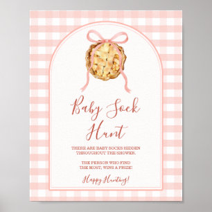 Affiche Chasse aux chaussettes de bébé automne Gingham ros