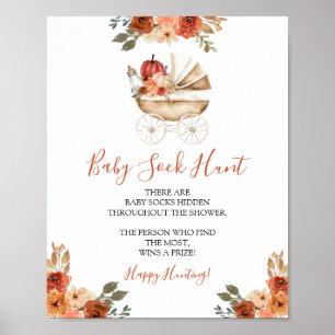 Affiche Chasse aux chaussettes de bébé Fleur de poussette