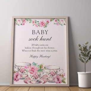 Affiche Chasse aux chaussettes pour bébé Jeu de Baby Showe