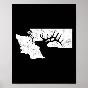 Affiche Chasse aux Elks de Washington T Shirt - Bull Elk S