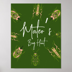 Affiche Chasse aux insectes Anniversaire dessinés à la mai