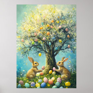 Affiche Chasse aux oeufs de lapin de Pâques Rabbit