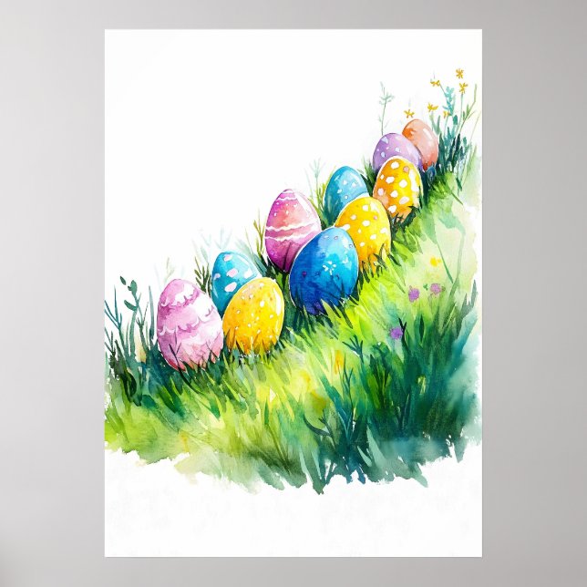 Affiche Chasse aux oeufs de Pâques Aquarelle (Devant)