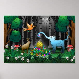 Affiche Chasse aux œufs de Pâques dans la forêt