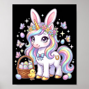 Affiche Chasse aux œufs de Pâques licorne lapin de Pâques