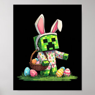 Affiche Chasse aux oeufs de Pâques Pixel Bunny Joueur amus