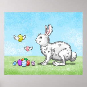 Affiche Chasse aux oeufs du lapin de Pâques