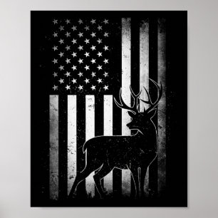 Affiche Chasse Chasse Chasse Deer Etats-Unis Drapeau Améri