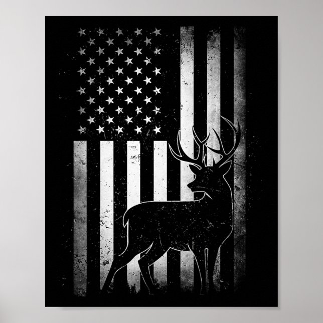 Affiche Chasse Chasse Chasse Deer Etats-Unis Drapeau Améri (Devant)