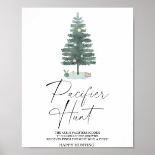 Affiche Chasse de la sucette d'hiver baby shower de jeu po