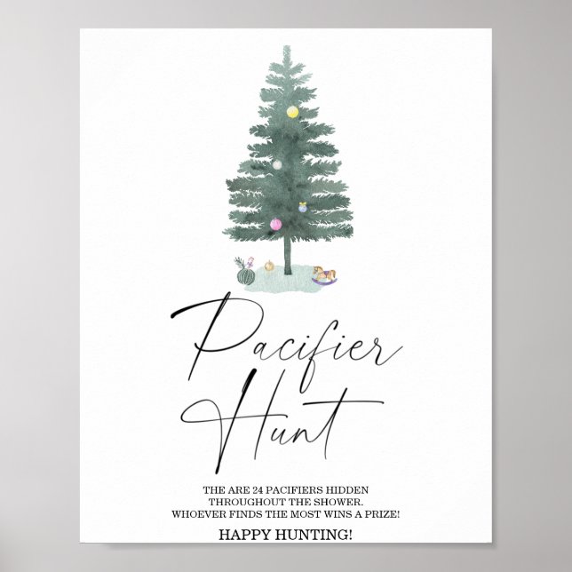 Affiche Chasse de la sucette d'hiver baby shower de jeu po (Devant)