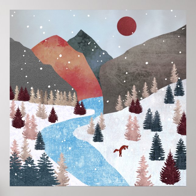 Affiche Chasse de renard en hiver (Devant)