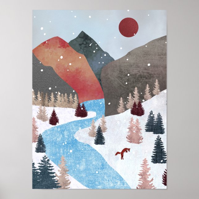 Affiche Chasse de renard en hiver (Devant)