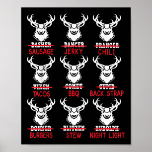Affiche Chasse Drôle aux Cerfs Père Noël Tee Men Femmes Ch